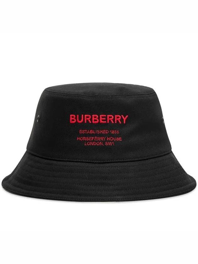 Burberry Horseferry Motif Cotton Bucket Hat Black