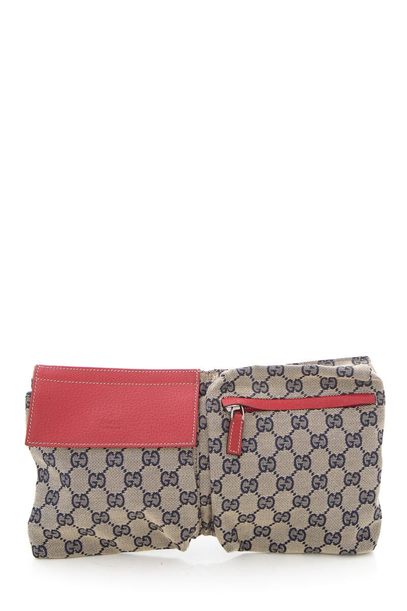Gucci Beige & Blue Monogram Belt Bag