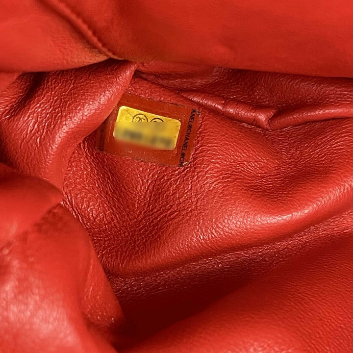 Chanel - Classic Single New Jumbo Quilted Lambskin - Champagne Gold Red Handbag