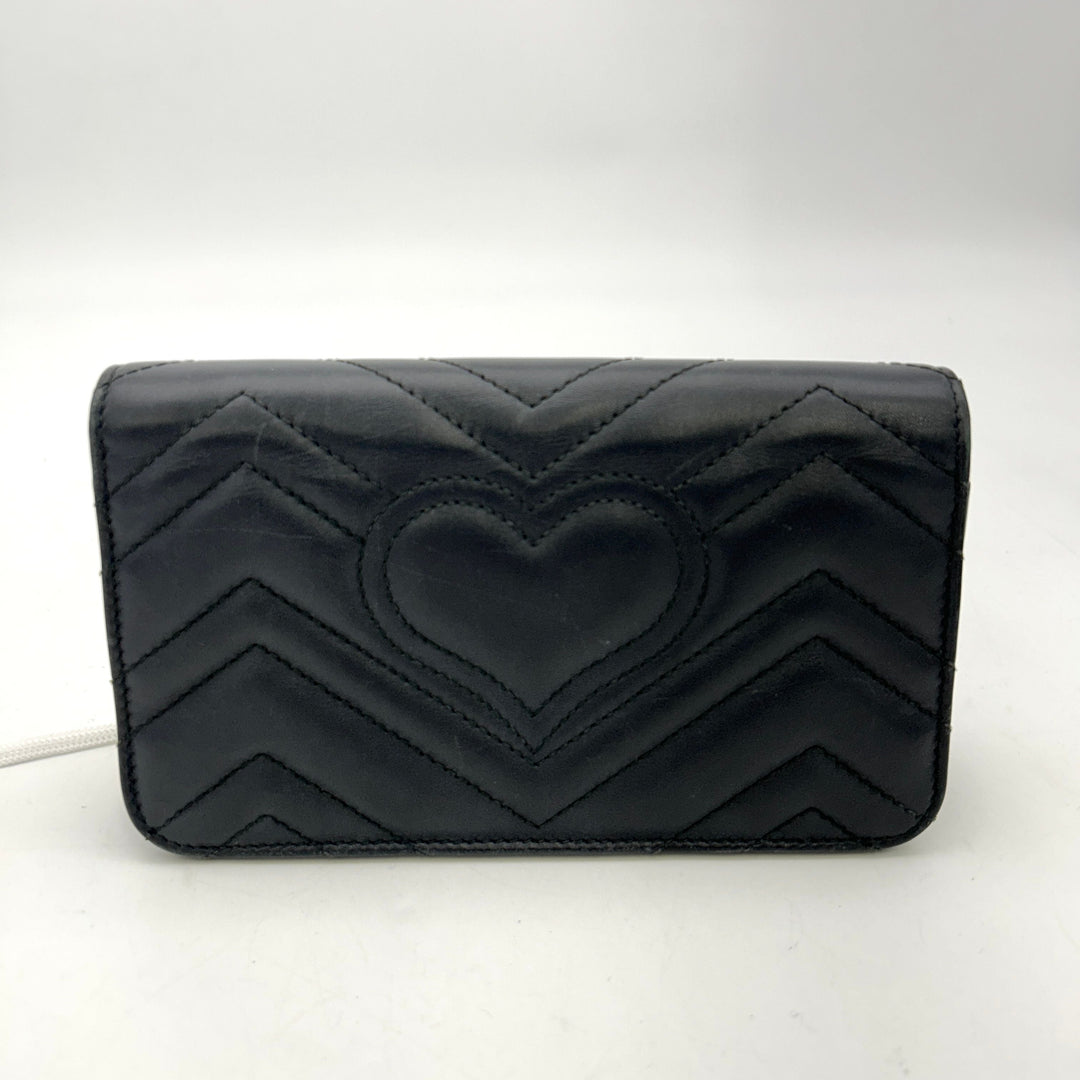 GUCCI Black Mini GG Marmont Crossbody Bag LA30889