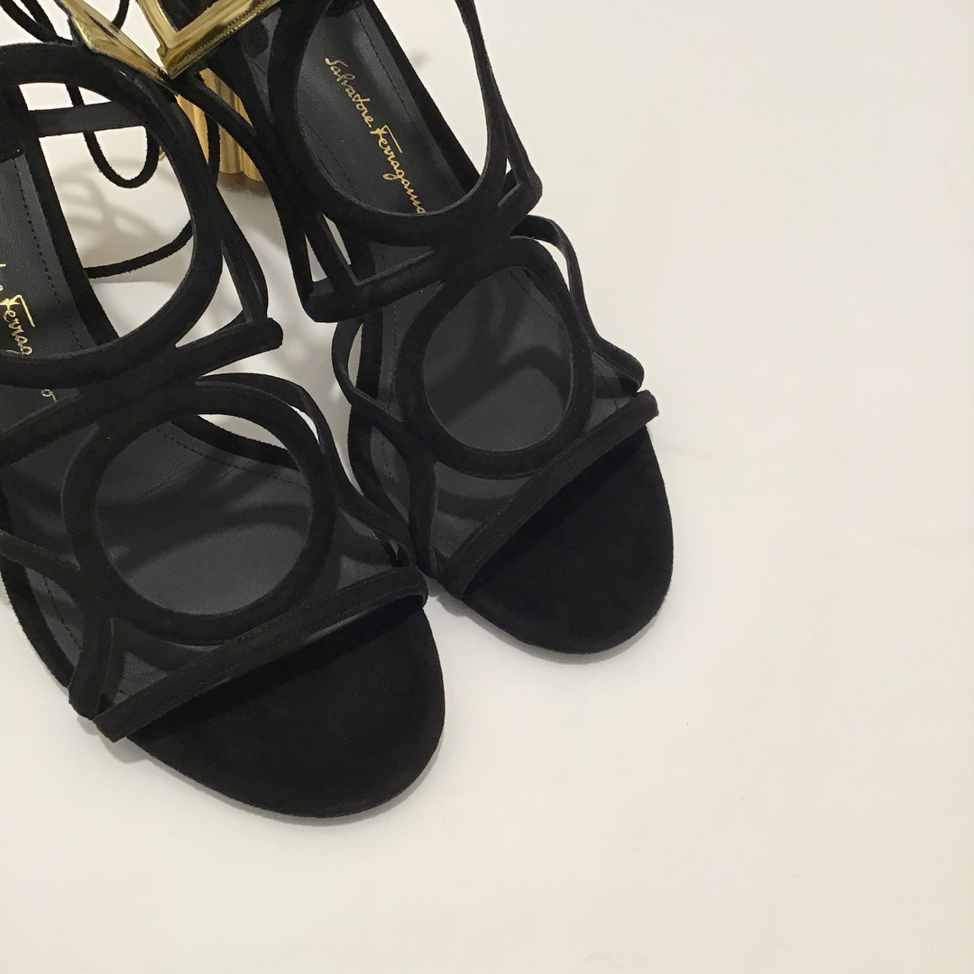 Salvatore Ferragamo Black Cutout Heels Sz 7