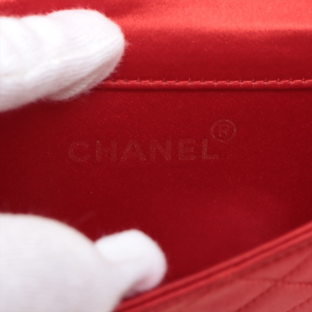 Top Quality Chanel Mini Mattress Satin Chain Shoulder Bag Red Gold  1st