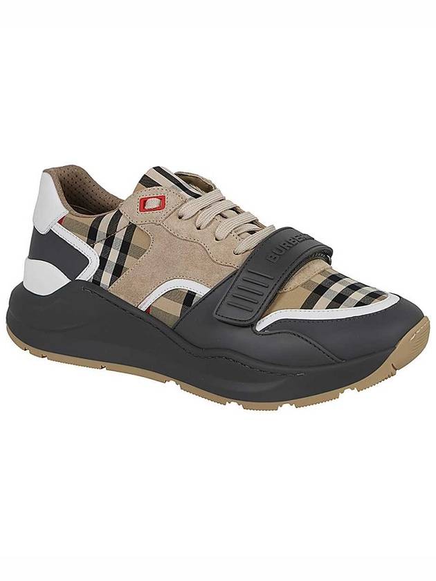 Top Quality Burberry Vintage Check Suede Leather Sneakers Grey Archive Beige