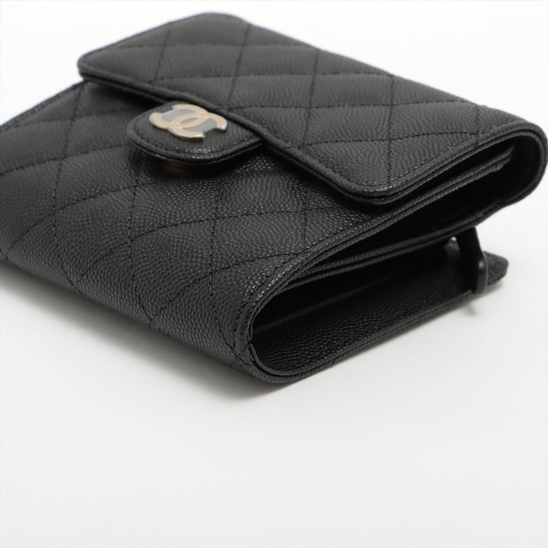 Top Quality Chanel Matrasse Caviar S Chain Wallet Black Gold