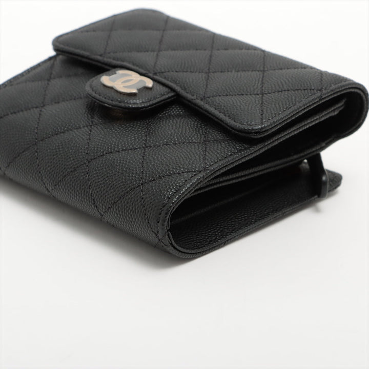 Top Quality Chanel Matrasse Caviar S Chain Wallet Black Gold