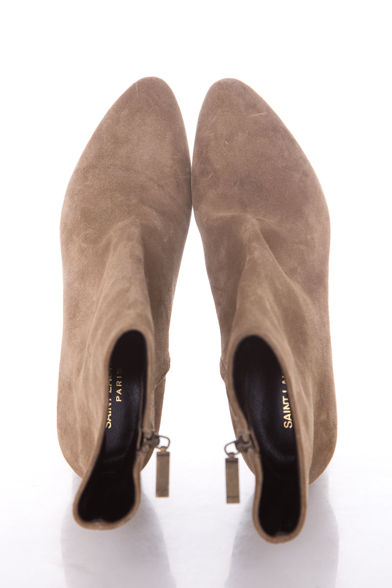 Saint Laurent Suede Taupe Booties SZ 40