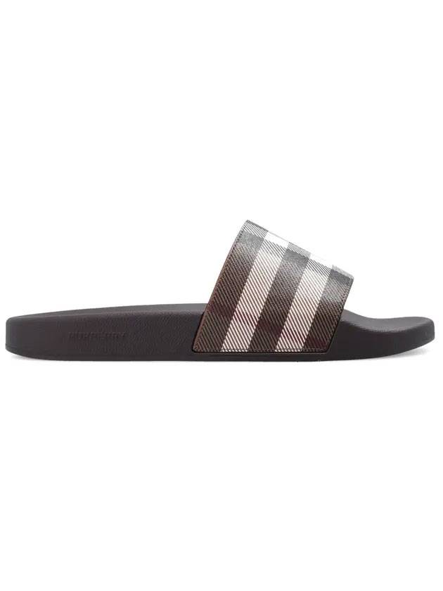 Burberry Check Print Slide Slippers Brown