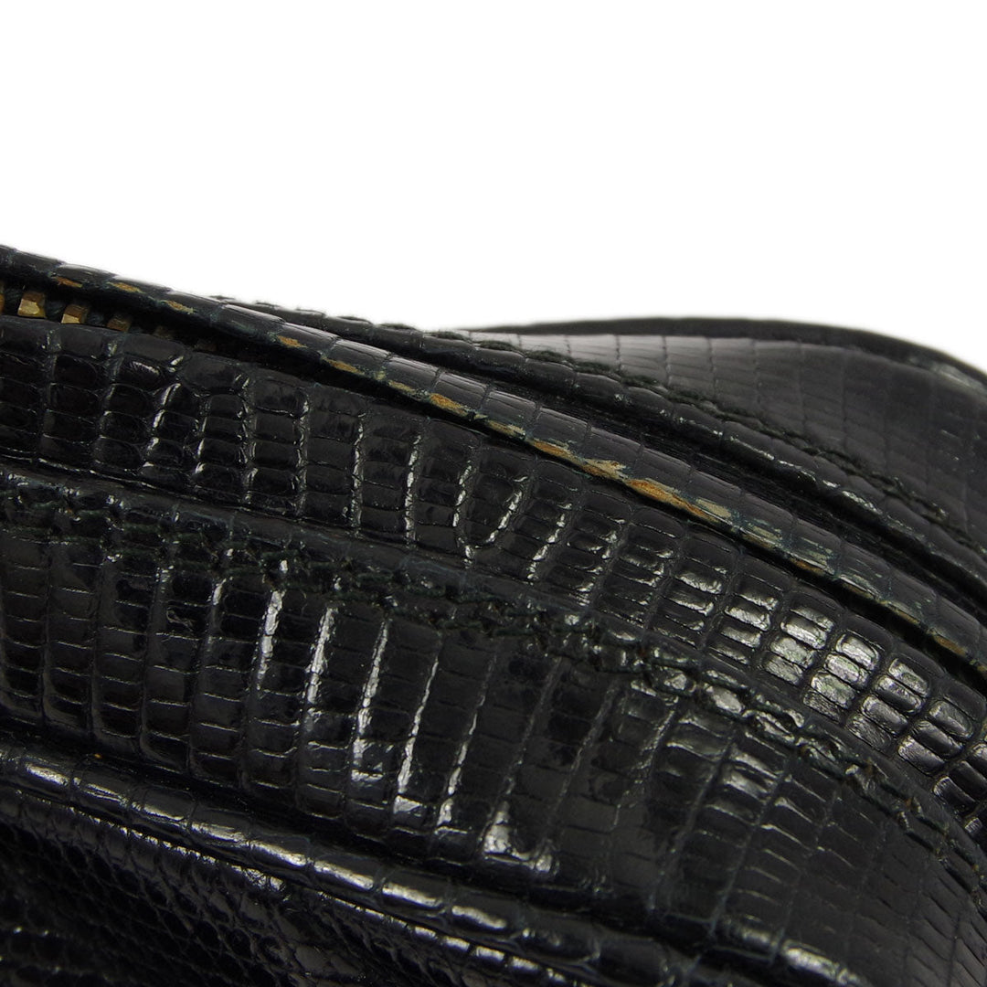 Top Quality Chanel * 1989-1991 Black Lizard Camera Bag Small Shoulder Bag