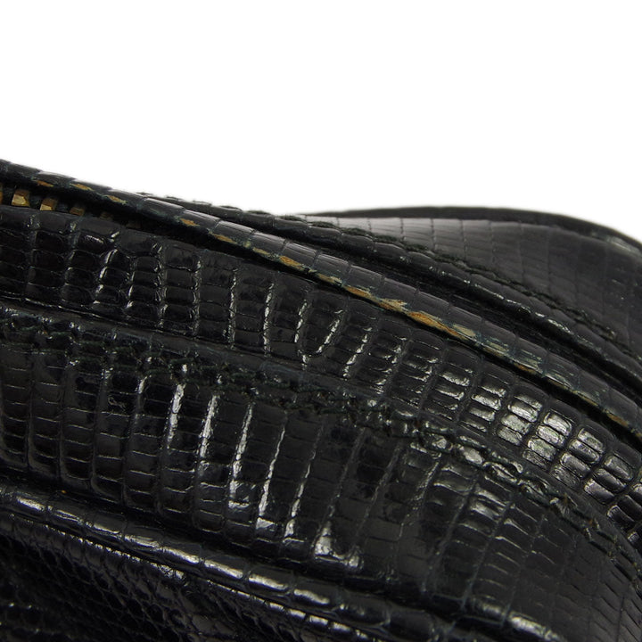Top Quality Chanel * 1989-1991 Black Lizard Camera Bag Small Shoulder Bag
