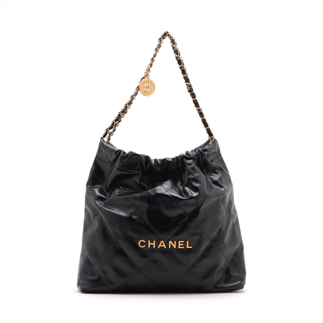 Top Quality Chanel 22 Leather Chain Shoulder Bag Black G  AS3261