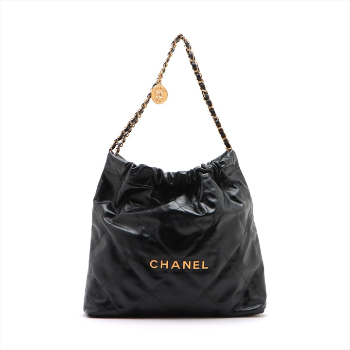 Top Quality Chanel 22 Leather Chain Shoulder Bag Black G  AS3261