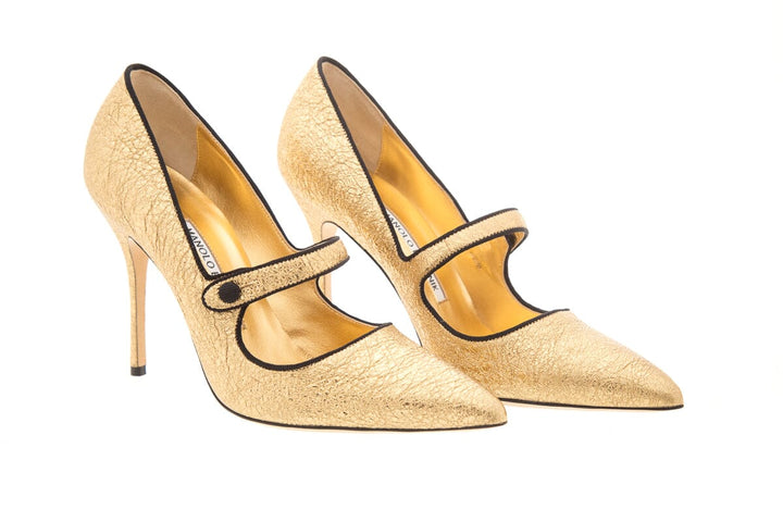 Manolo Blahnik Gold Foil Heels SZ 38