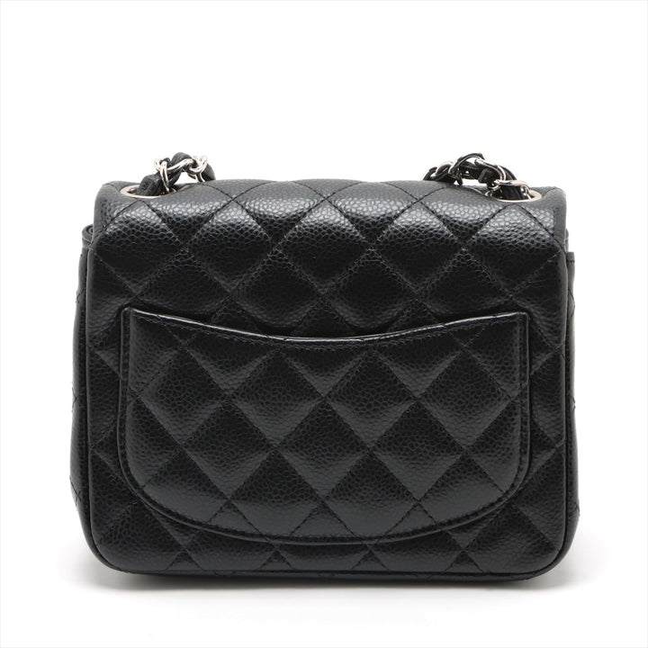 Top Quality Chanel Mini Matrasse Caviar S Single Flap Single Chain Bag Black Silver  19th