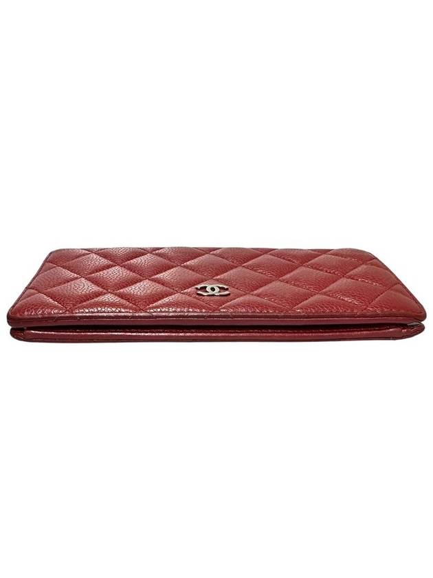 A31509 Red Caviar Skin Silver Logo Timeless Classic Flap Long Wallet Chanel