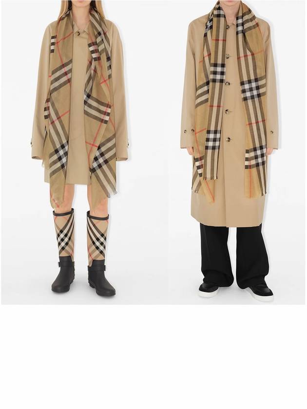 Burberry Check Wool Silk Scarf Beige