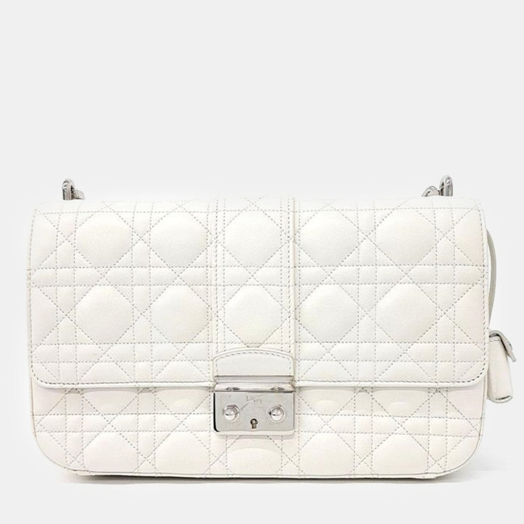 Top quality Dior White Cannage Leather Miss Medium Flap Bag