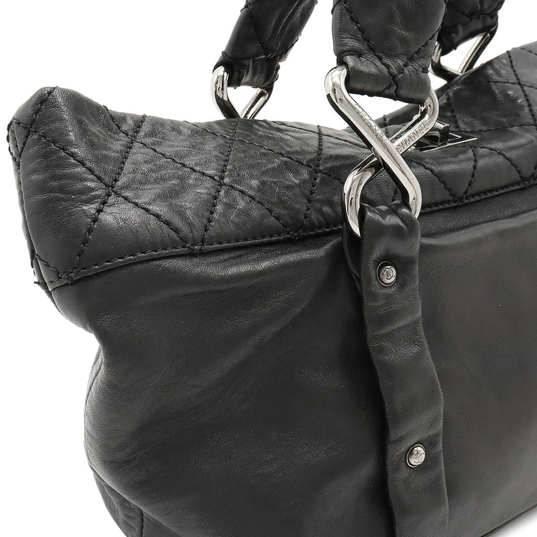 Top Quality Chanel Top Quality Chanel 2.55 Mattress  Bag Handbag Turn-Lock Leather Black Black Silver Gold