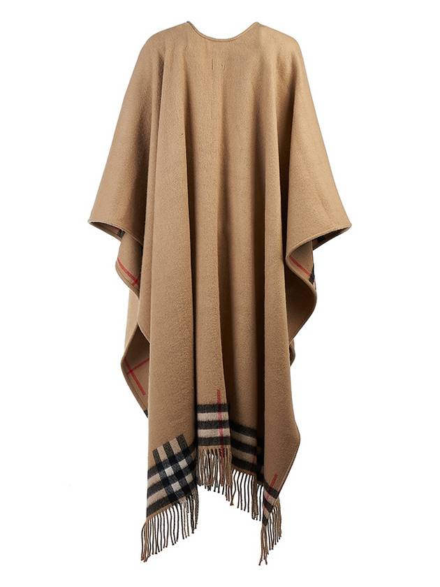 Burberry Reversible Check Wool Cashmere Cape Beige