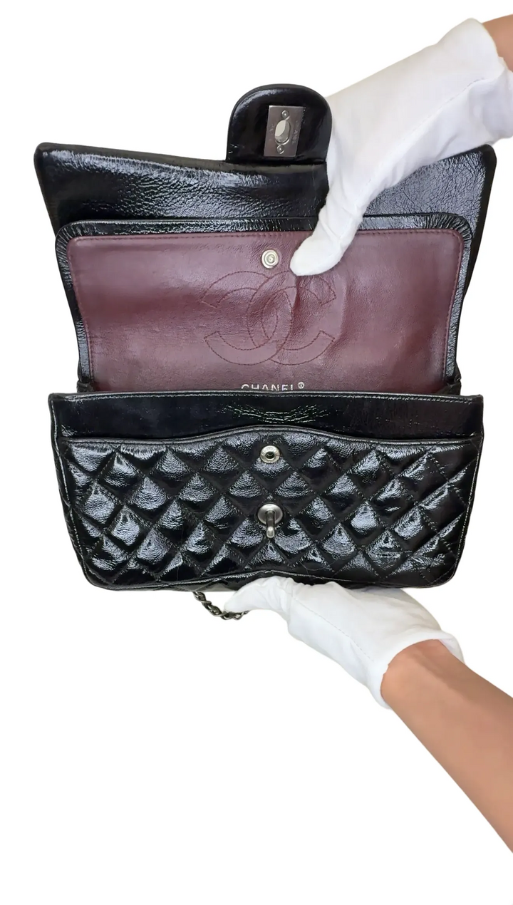 Top Quality Chanel Vintage Patent Jumbo Classic Single Flap Shoulder Bag - Black Shoulder Bags B24-15 B24-15