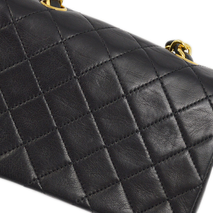 Top Quality Chanel Black Lambskin Straight Flap Chain Shoulder Bag