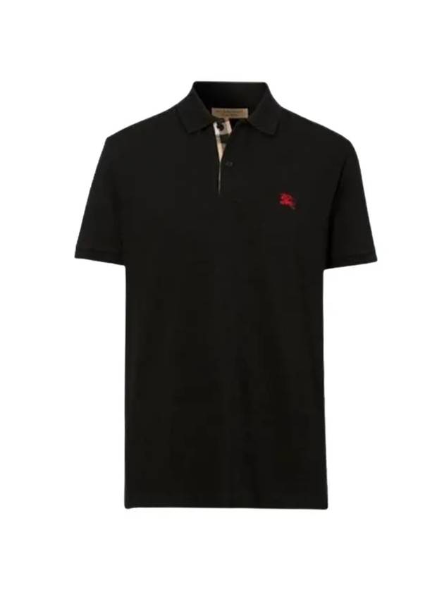 Burberry Men's Embroidered Logo Cotton Polo Shirt Black