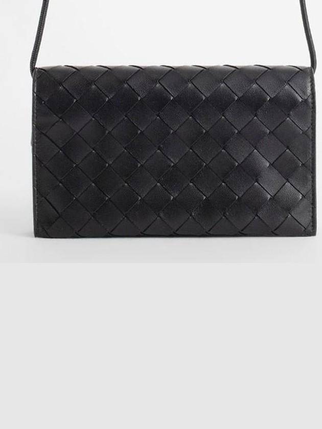 Bottega veneta Intrecciato Strap Long Wallet Black