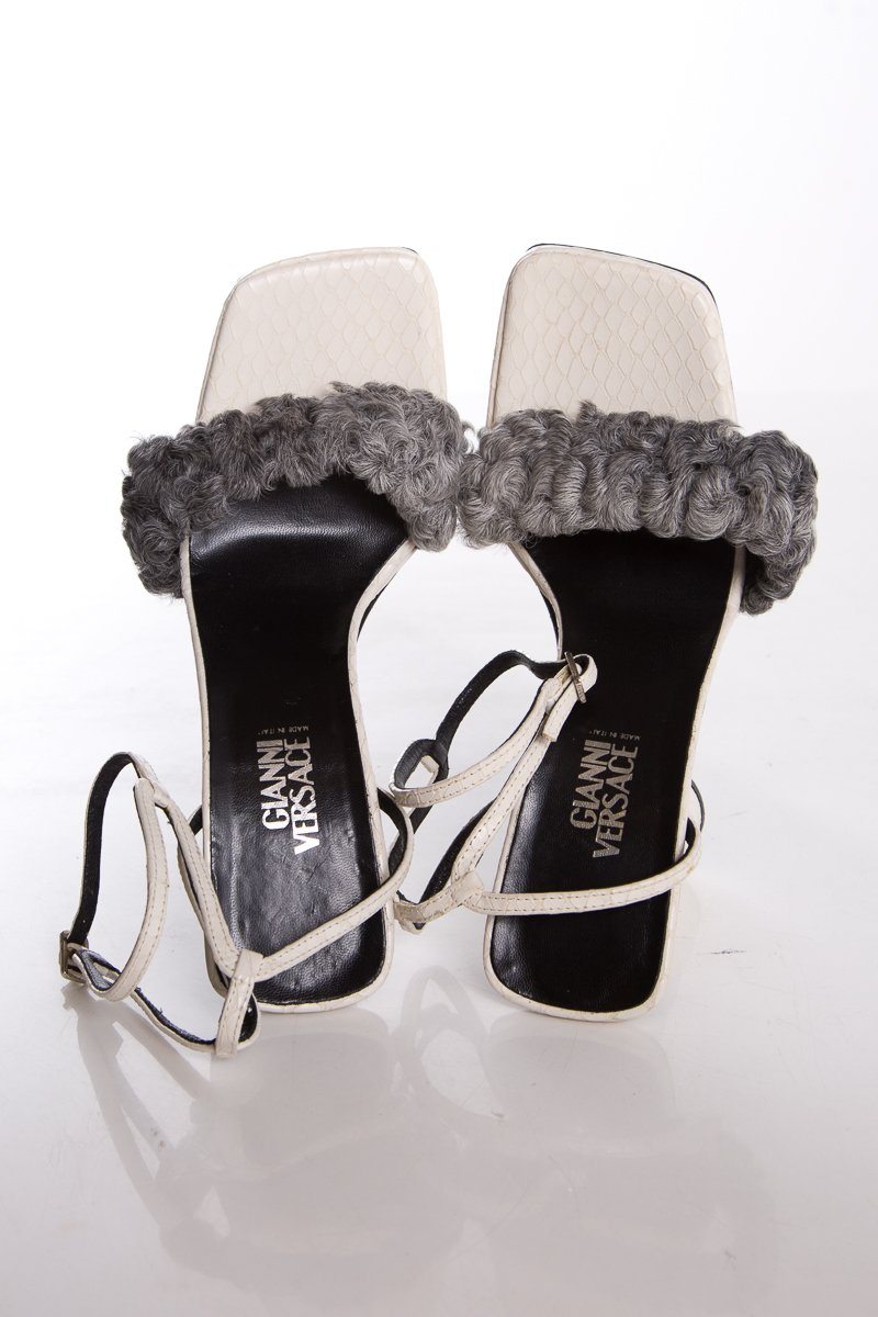 Versace White Leather Sandals SZ 36