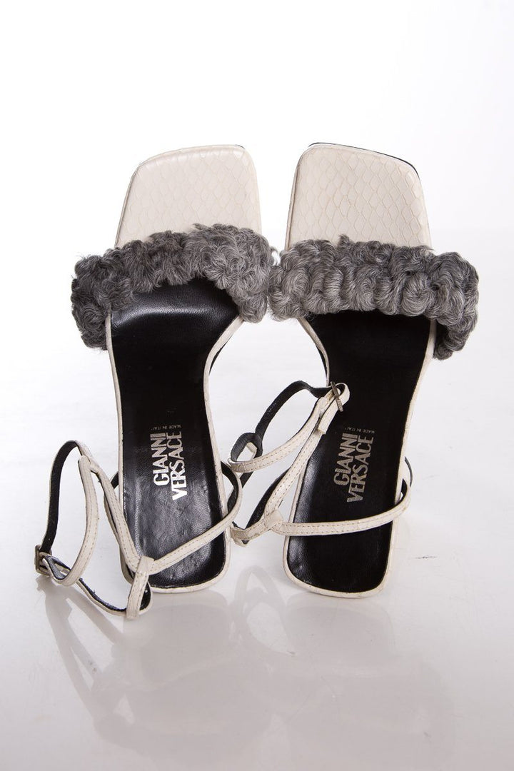 Versace White Leather Sandals SZ 36