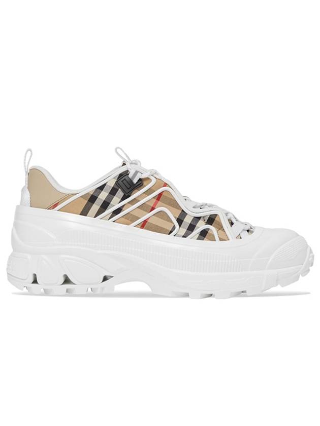 Top Quality Burberry Men's Vintage Check Cotton Leather Arthur Low Top Sneakers Beige