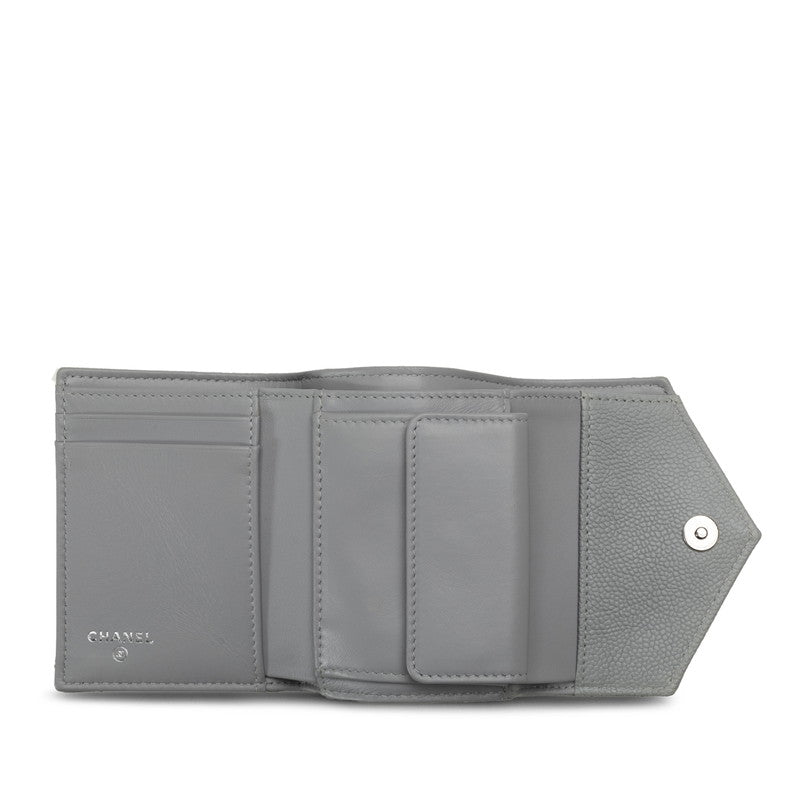 Top Quality Chanel V titch Cocomark Three Folded Wallet Compact Wallet Grey Caviar S  CHANEL