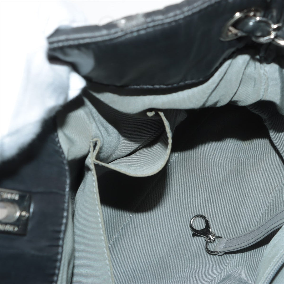 Top Quality Chanel Parivision Nylon Chain Shoulder Bag Black Silver Gold  14th