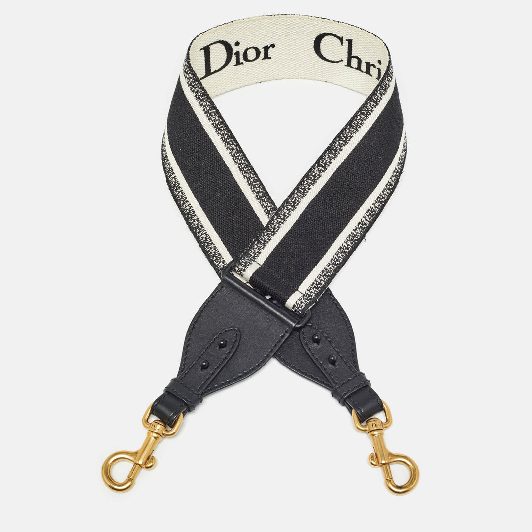 Top quality Dior Black/White Logo Canvas and Leather Shoulder Bag Strap