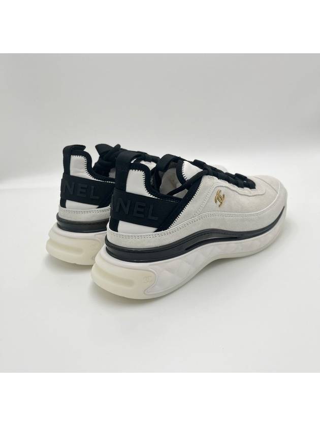 Mixed Fiber Suede Low Top Sneakers White Chanel