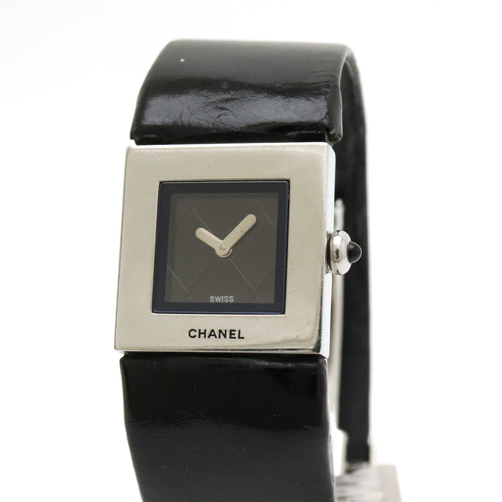 Top Quality Chanel Matrasse SS Emmeline Leather Belt Black   Quartz Watch H0116