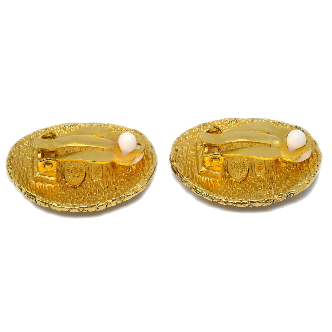 Top Quality Chanel 1994 Woven CC Oval Earrings Gold Clip-On 2904
