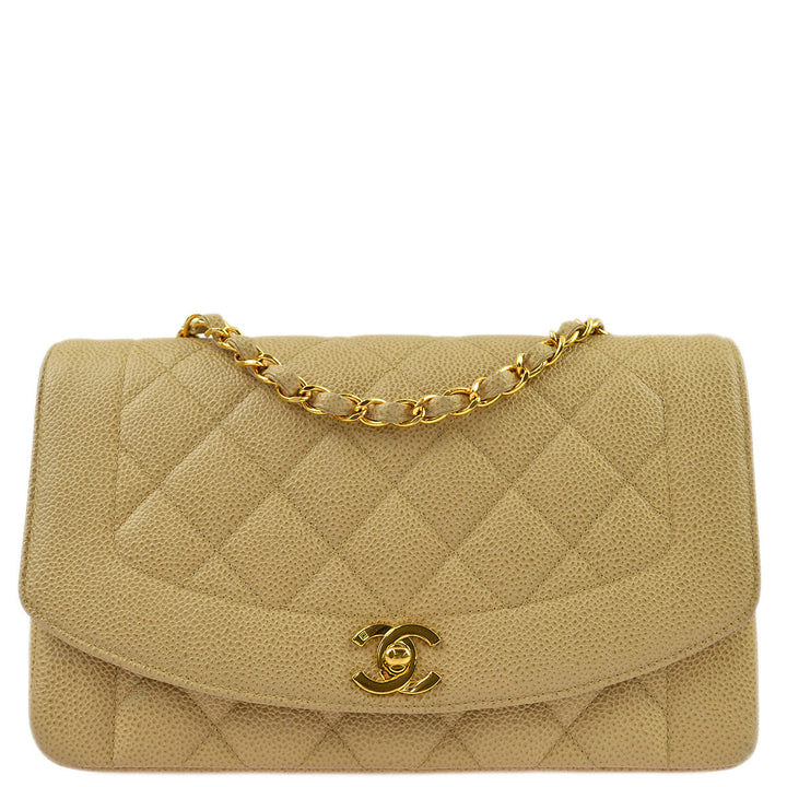 Top Quality Chanel Beige Caviar Medium Diana Shoulder Bag