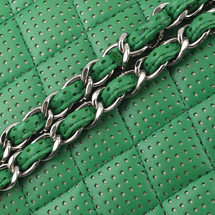 Top Quality Chanel Green Perforated Lambskin East West Shoulder Bag