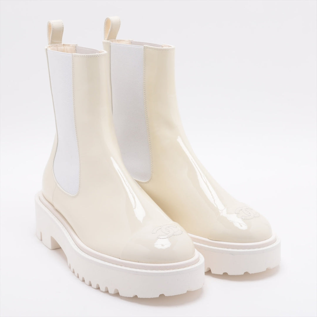 Top Quality Chanel Coco 22C Patent Leather Sidewear 37 1/2  White G38218