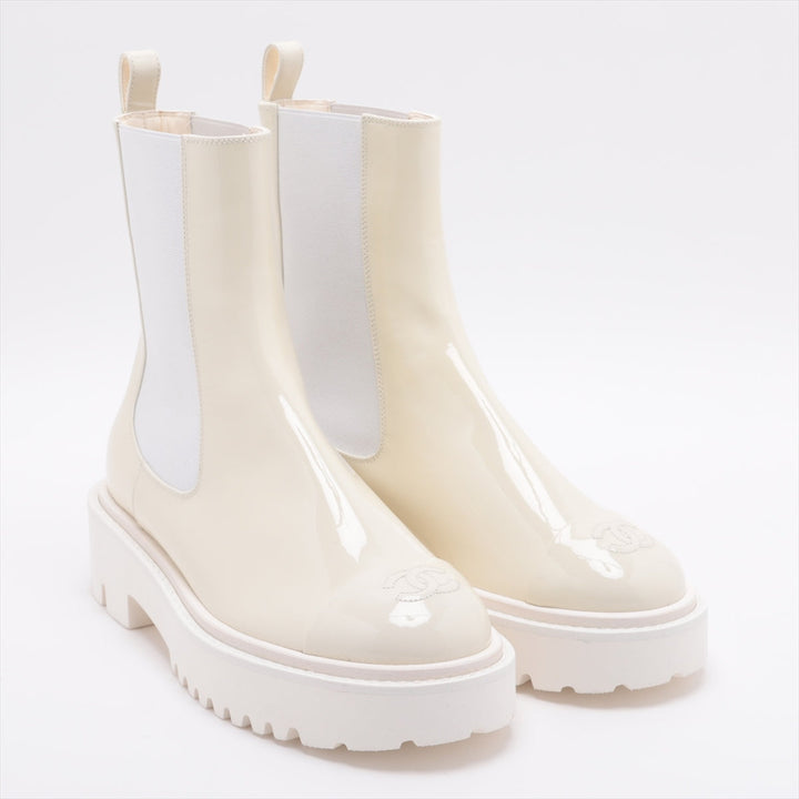 Top Quality Chanel Coco 22C Patent Leather Sidewear 37 1/2  White G38218