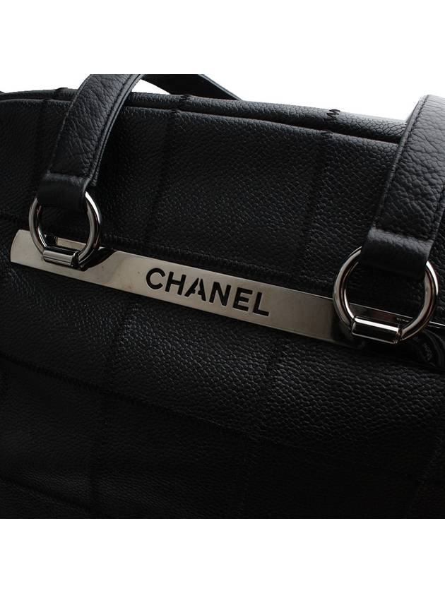 Black lambskin square stitch silver doctor tote bag Chanel