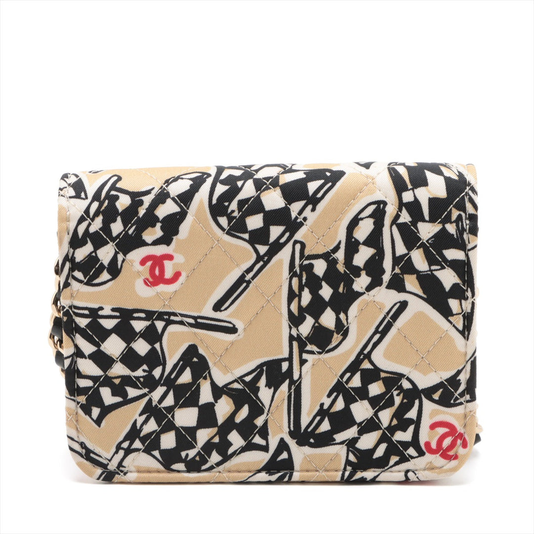 Top Quality Chanel Flag Print Canvas Chain Shoulder Bag Beige Gold  Nonevelty