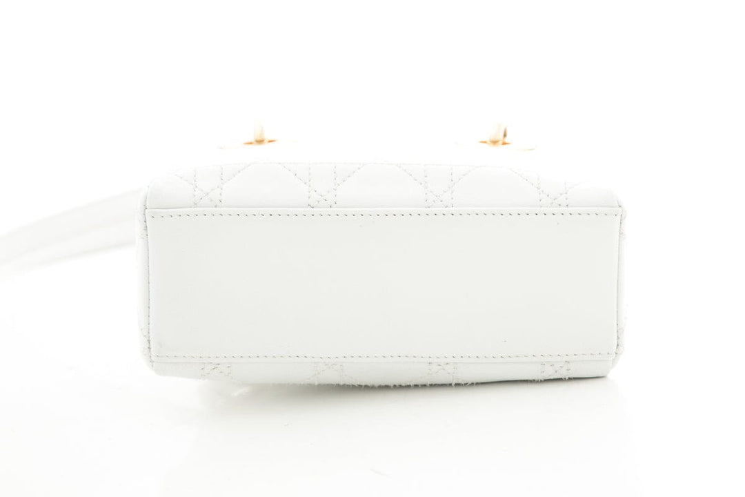 Lady Top quality Dior Small White Quilted Lambskin & Gold Hardware Tote