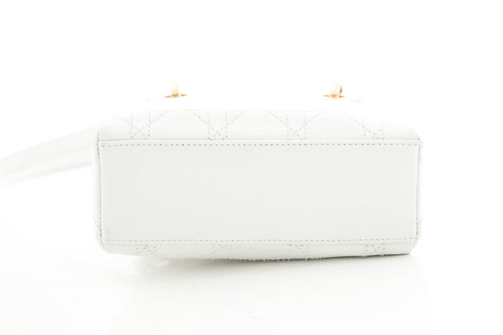 Lady Top quality Dior Small White Quilted Lambskin & Gold Hardware Tote