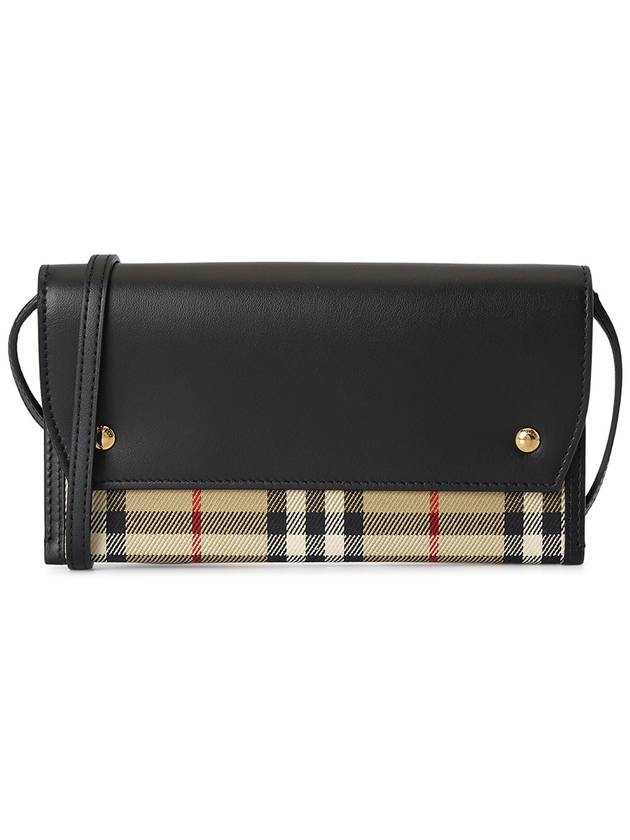 Burberry Vintage Check Leather Mini Cross Bag Black