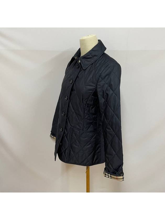 Burberry WoMen's Diamond Quilted Thermoregulated Check Jacket Midnight