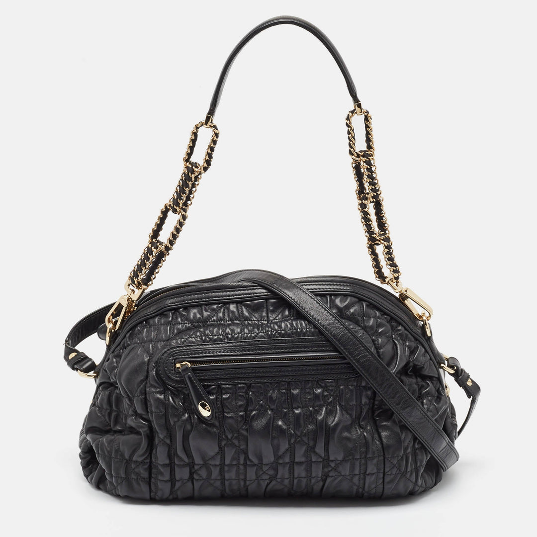 Top quality Dior Black Cannage Gaufre Leather Delices Shoulder Bag
