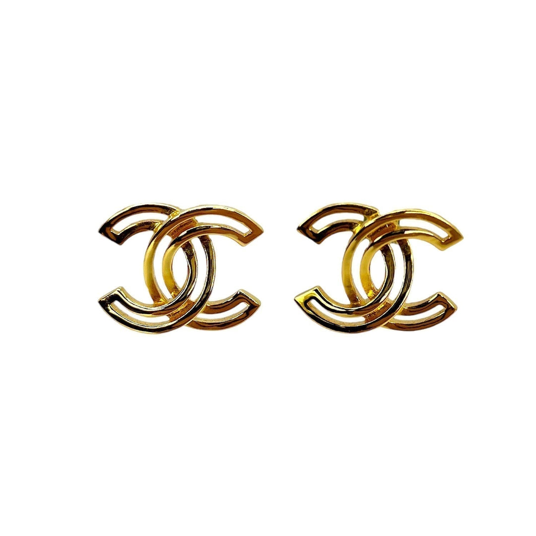 Top Quality Chanel Gold Interlocking CC Earrings