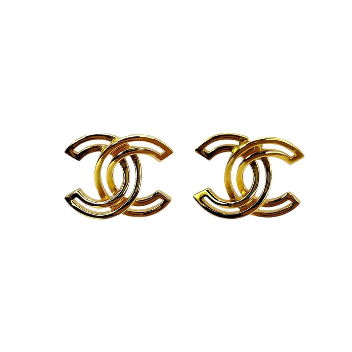 Top Quality Chanel Gold Interlocking CC Earrings