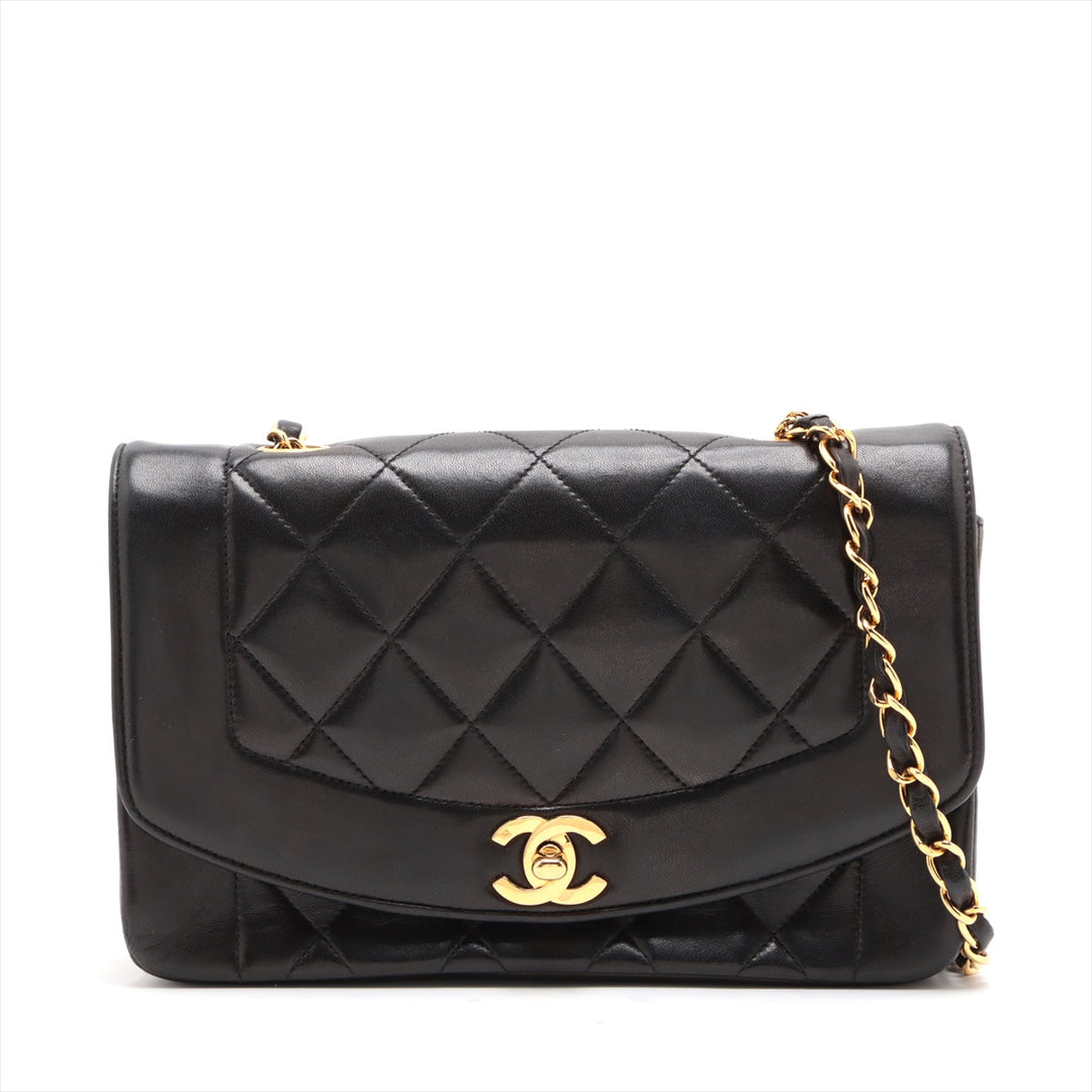 Top Quality Chanel Matrasse  Single Flap Single Chain Bag Diamond Flat Black Gold  2nd Turn-Lock Speech