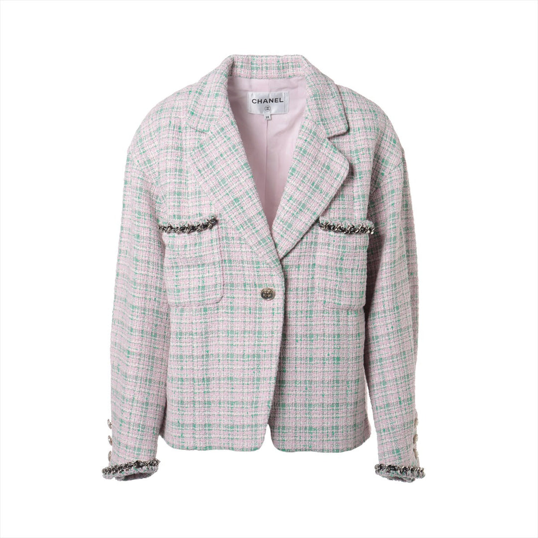 Top Quality Chanel Coconut Button P70 Twid Jacket 38 Pink